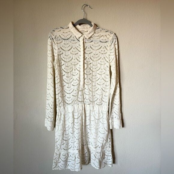 Ba&Sh Rian Mini White Dress Long Sleeve Eyelet Size S - Picture 10 of 14